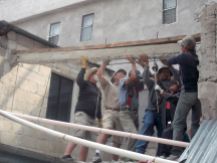 Taking out a beam from the old house